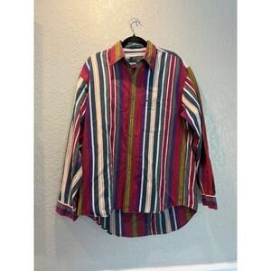 Colours by Alexander Julian Mens Vintage 90s Striped Cotton Button Down Shirt M